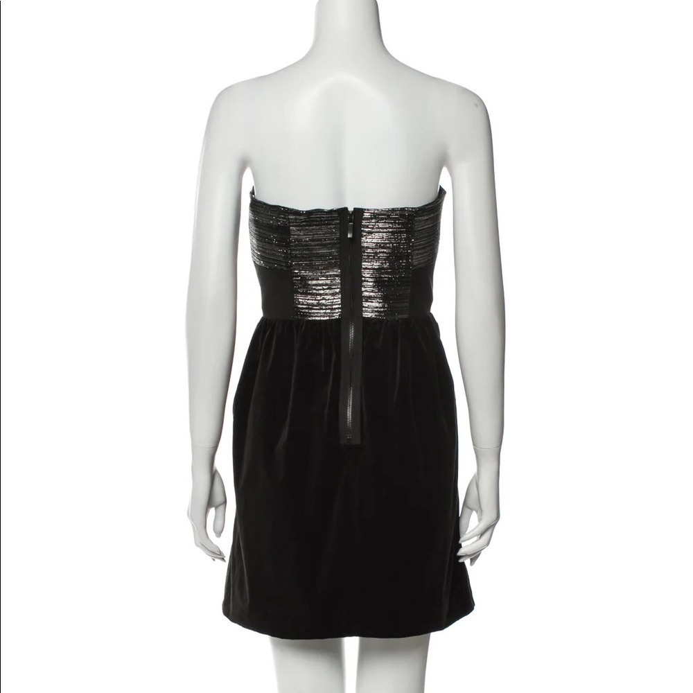 NWT Tibi Black Metallic Silver Strapless Fit Flare Party Dress New Years Eve 10 - Picture 5 of 7